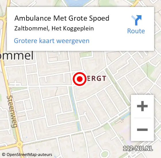 Locatie op kaart van de 112 melding: Ambulance Met Grote Spoed Naar Zaltbommel, Het Koggeplein op 17 september 2019 22:08