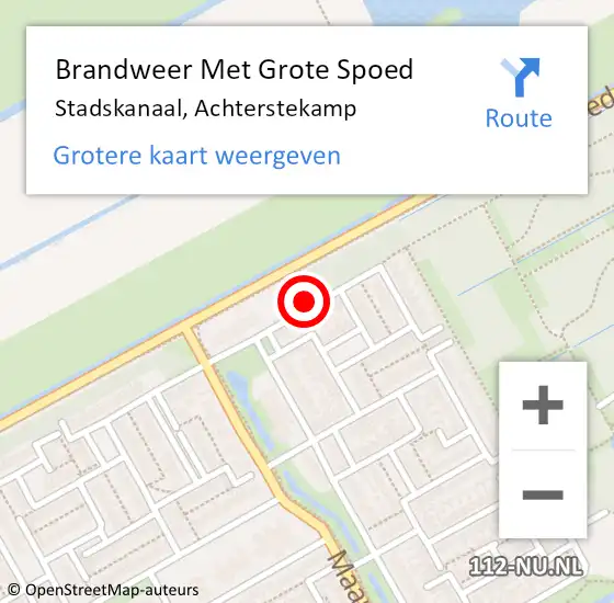 Locatie op kaart van de 112 melding: Brandweer Met Grote Spoed Naar Stadskanaal, Achterstekamp op 17 september 2019 22:14