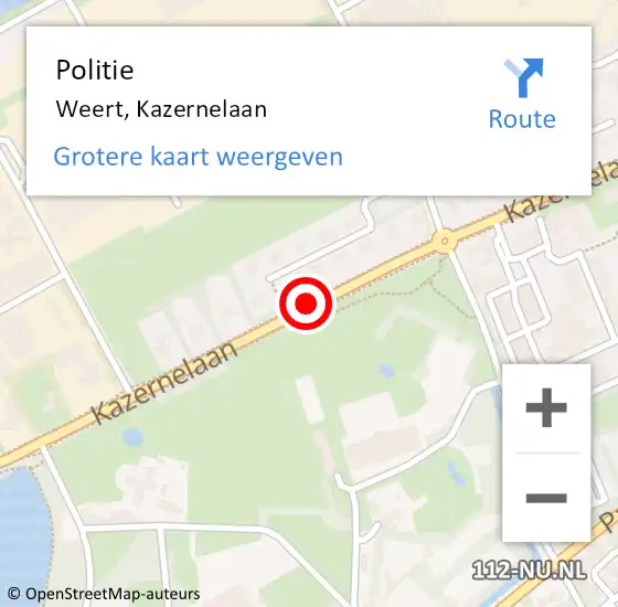 Locatie op kaart van de 112 melding: Politie Weert, Kazernelaan op 17 september 2019 22:27