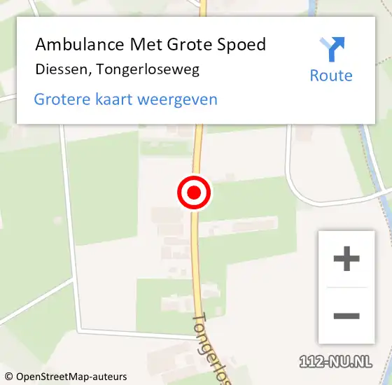 Locatie op kaart van de 112 melding: Ambulance Met Grote Spoed Naar Diessen, Tongerloseweg op 17 september 2019 22:57