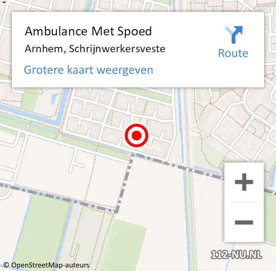 Locatie op kaart van de 112 melding: Ambulance Met Spoed Naar Arnhem, Schrijnwerkersveste op 17 september 2019 23:10