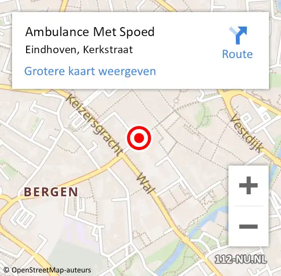 Locatie op kaart van de 112 melding: Ambulance Met Spoed Naar Eindhoven, Kerkstraat op 18 september 2019 00:49