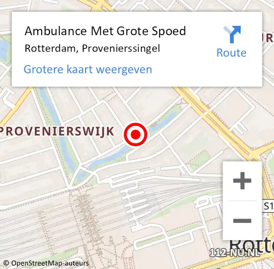 Locatie op kaart van de 112 melding: Ambulance Met Grote Spoed Naar Rotterdam, Provenierssingel op 18 september 2019 01:05