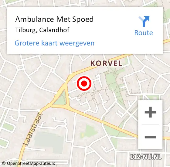 Locatie op kaart van de 112 melding: Ambulance Met Spoed Naar Tilburg, Calandhof op 18 september 2019 04:39