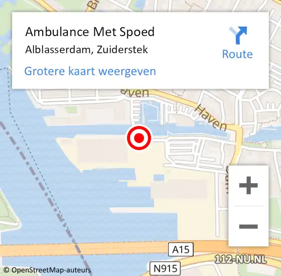 Locatie op kaart van de 112 melding: Ambulance Met Spoed Naar Alblasserdam, Zuiderstek op 18 september 2019 04:40