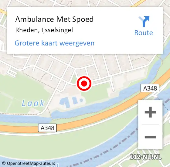 Locatie op kaart van de 112 melding: Ambulance Met Spoed Naar Rheden, Ijsselsingel op 18 september 2019 06:04