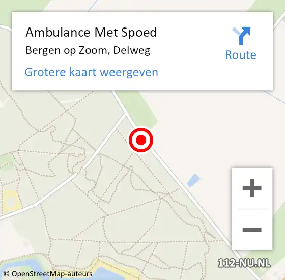 Locatie op kaart van de 112 melding: Ambulance Met Spoed Naar Bergen op Zoom, Delweg op 18 september 2019 06:27