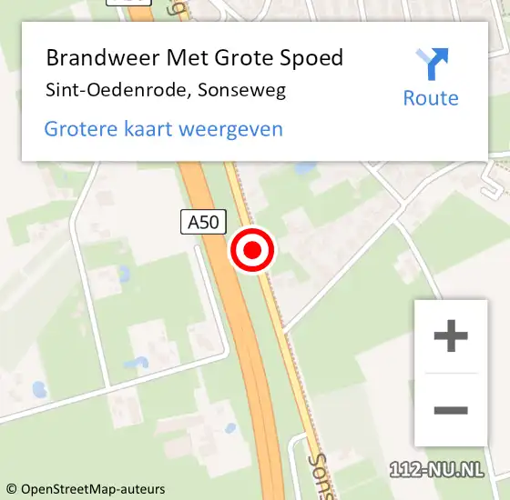 Locatie op kaart van de 112 melding: Brandweer Met Grote Spoed Naar Sint-Oedenrode, Sonseweg op 18 september 2019 07:45