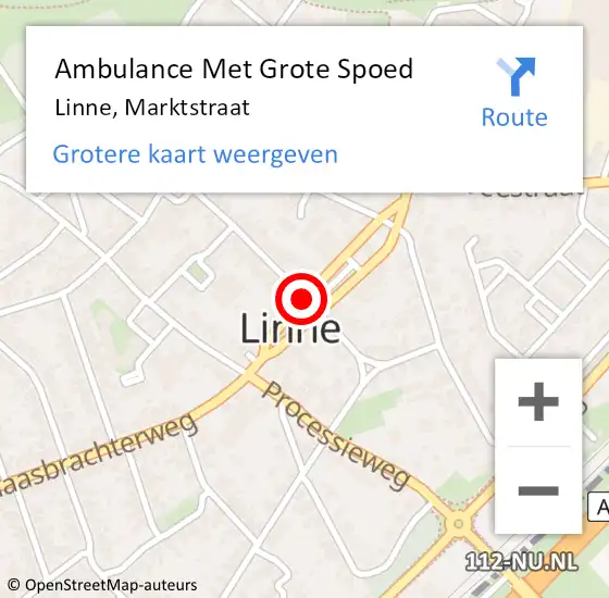 Locatie op kaart van de 112 melding: Ambulance Met Grote Spoed Naar Linne, Marktstraat op 18 september 2019 08:47