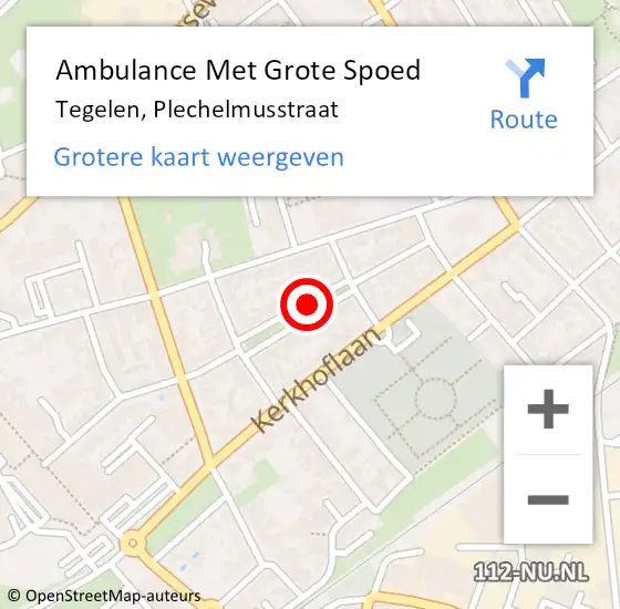 Locatie op kaart van de 112 melding: Ambulance Met Grote Spoed Naar Tegelen, Plechelmusstraat op 18 september 2019 09:06