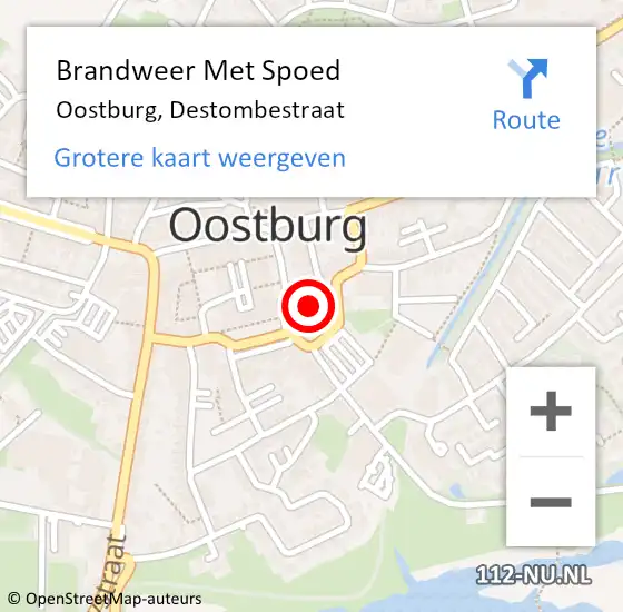 Locatie op kaart van de 112 melding: Brandweer Met Spoed Naar Oostburg, Destombestraat op 18 september 2019 09:32