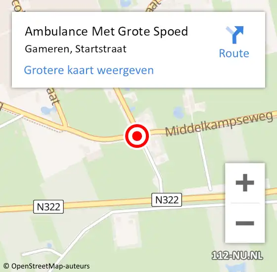Locatie op kaart van de 112 melding: Ambulance Met Grote Spoed Naar Gameren, Startstraat op 18 september 2019 10:09