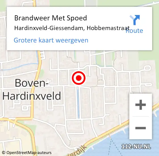 Locatie op kaart van de 112 melding: Brandweer Met Spoed Naar Hardinxveld-Giessendam, Hobbemastraat op 18 september 2019 10:47