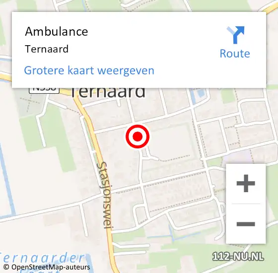 Locatie op kaart van de 112 melding: Ambulance Ternaard op 18 september 2019 10:58