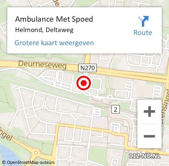 Locatie op kaart van de 112 melding: Ambulance Met Spoed Naar Helmond, Deltaweg op 18 september 2019 10:59