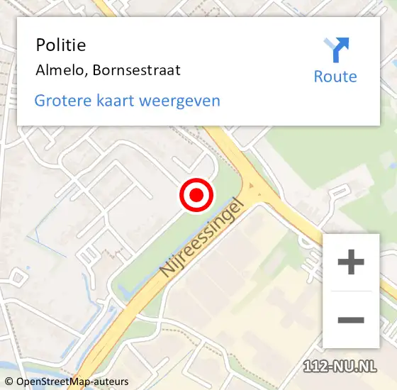 Locatie op kaart van de 112 melding: Politie Almelo, Bornsestraat op 18 september 2019 11:55