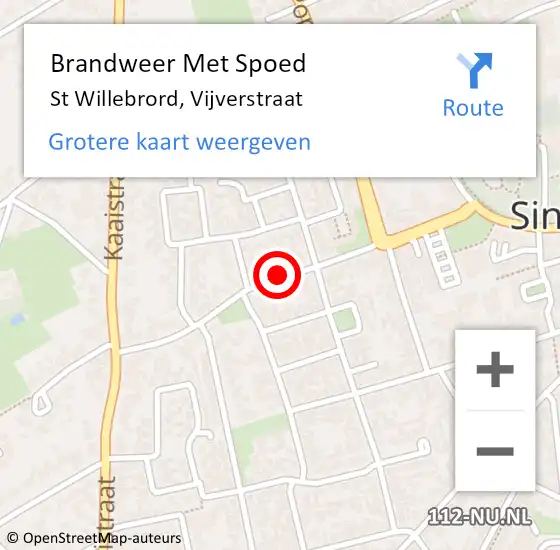 Locatie op kaart van de 112 melding: Brandweer Met Spoed Naar St Willebrord, Vijverstraat op 18 september 2019 12:03