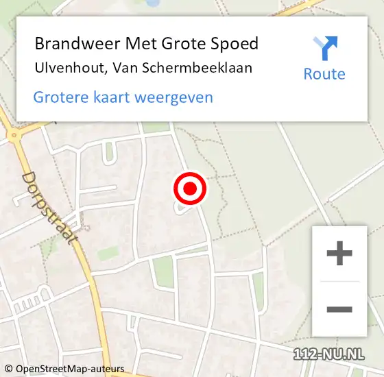 Locatie op kaart van de 112 melding: Brandweer Met Grote Spoed Naar Ulvenhout, Van Schermbeeklaan op 18 september 2019 12:46