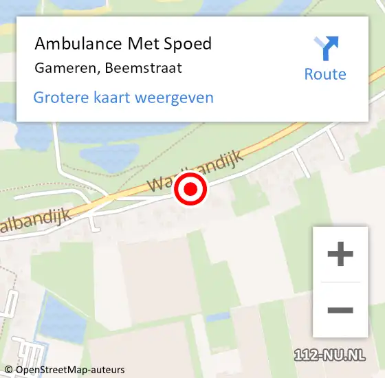 Locatie op kaart van de 112 melding: Ambulance Met Spoed Naar Gameren, Beemstraat op 18 september 2019 13:20