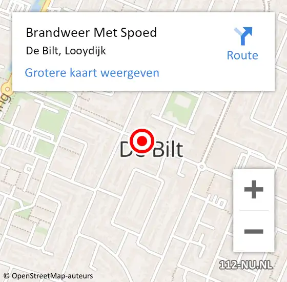 Locatie op kaart van de 112 melding: Brandweer Met Spoed Naar De Bilt, Looydijk op 18 september 2019 14:20