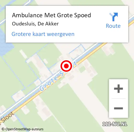 Locatie op kaart van de 112 melding: Ambulance Met Grote Spoed Naar Oudesluis, De Akker op 18 september 2019 14:38