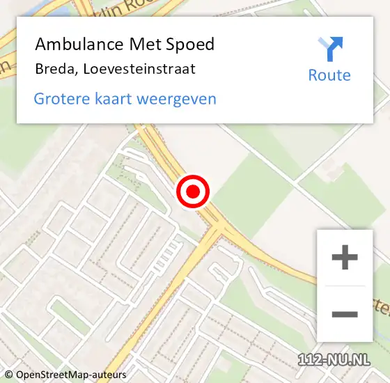 Locatie op kaart van de 112 melding: Ambulance Met Spoed Naar Breda, Loevesteinstraat op 18 september 2019 14:50