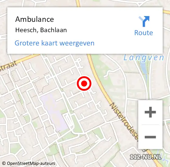 Locatie op kaart van de 112 melding: Ambulance Heesch, Bachlaan op 18 september 2019 14:58