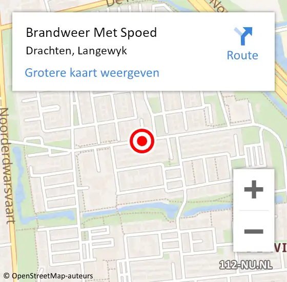 Locatie op kaart van de 112 melding: Brandweer Met Spoed Naar Drachten, Langewyk op 18 september 2019 15:09