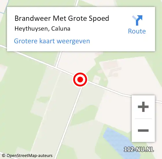 Locatie op kaart van de 112 melding: Brandweer Met Grote Spoed Naar Heythuysen, Caluna op 18 september 2019 15:15