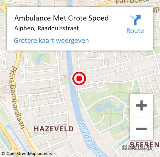 Locatie op kaart van de 112 melding: Ambulance Met Grote Spoed Naar Alphen, Raadhuisstraat op 18 september 2019 16:04