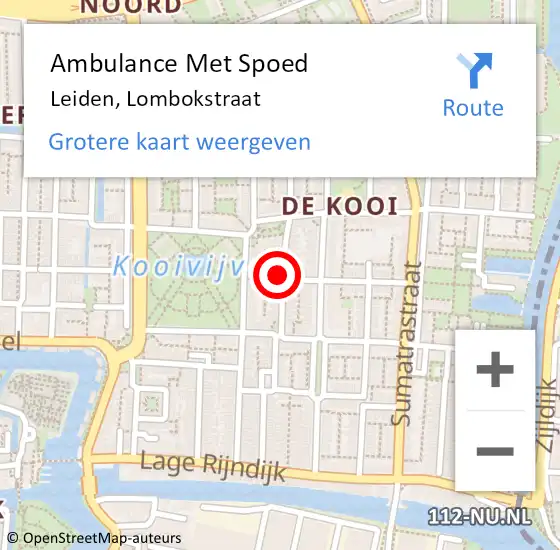 Locatie op kaart van de 112 melding: Ambulance Met Spoed Naar Leiden, Lombokstraat op 18 september 2019 16:19