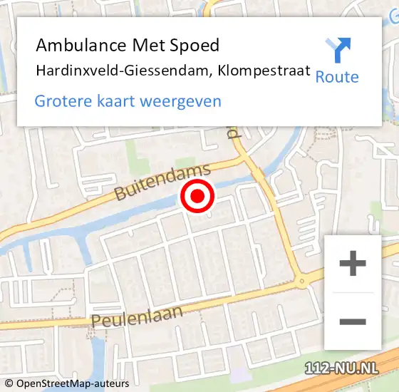 Locatie op kaart van de 112 melding: Ambulance Met Spoed Naar Hardinxveld-Giessendam, Klompestraat op 18 september 2019 16:49