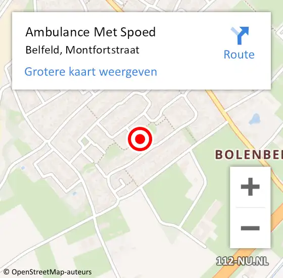 Locatie op kaart van de 112 melding: Ambulance Met Spoed Naar Belfeld, Montfortstraat op 18 september 2019 16:51