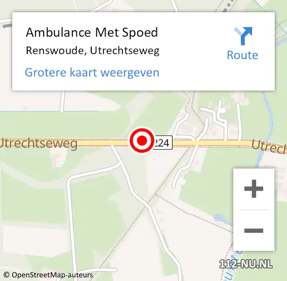 Locatie op kaart van de 112 melding: Ambulance Met Spoed Naar Renswoude, Utrechtseweg op 18 september 2019 17:19