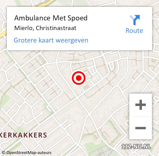 Locatie op kaart van de 112 melding: Ambulance Met Spoed Naar Mierlo, Christinastraat op 18 september 2019 17:22