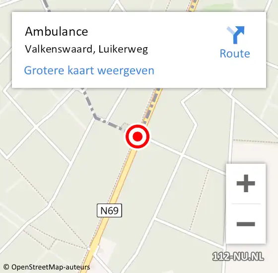 Locatie op kaart van de 112 melding: Ambulance Valkenswaard, Luikerweg op 18 september 2019 17:27