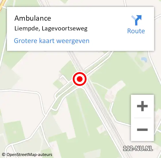 Locatie op kaart van de 112 melding: Ambulance Liempde, Lagevoortseweg op 18 september 2019 17:49