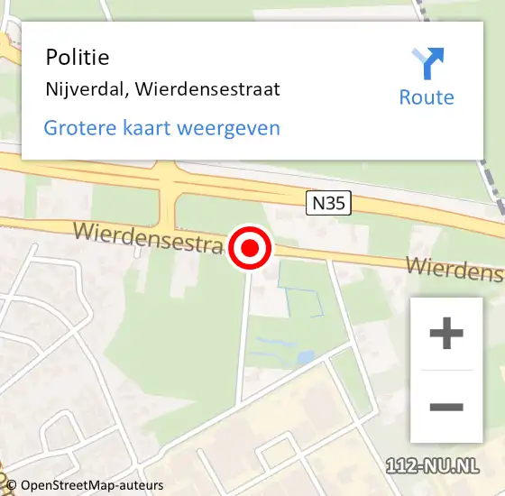 Locatie op kaart van de 112 melding: Politie Nijverdal, Wierdensestraat op 18 september 2019 17:55