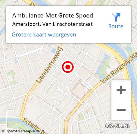 Locatie op kaart van de 112 melding: Ambulance Met Grote Spoed Naar Amersfoort, Van Linschotenstraat op 18 september 2019 18:02