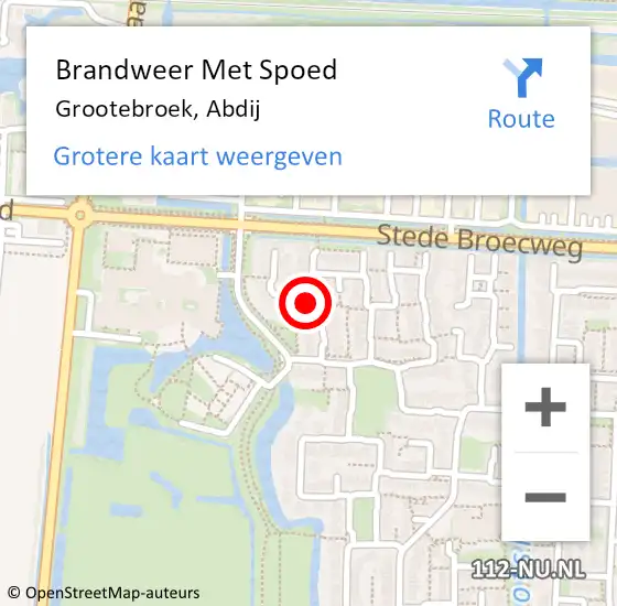 Locatie op kaart van de 112 melding: Brandweer Met Spoed Naar Grootebroek, Abdij op 18 september 2019 18:34