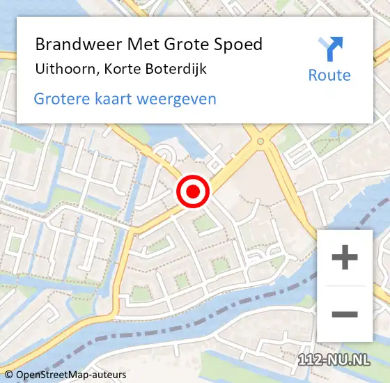 Locatie op kaart van de 112 melding: Brandweer Met Grote Spoed Naar Uithoorn, Korte Boterdijk op 18 september 2019 18:38