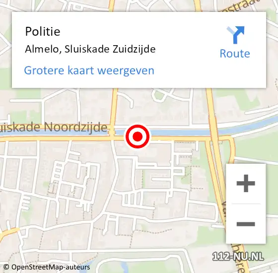 Locatie op kaart van de 112 melding: Politie Almelo, Sluiskade Zuidzijde op 18 september 2019 18:59