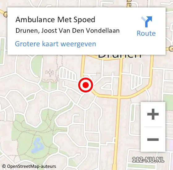 Locatie op kaart van de 112 melding: Ambulance Met Spoed Naar Drunen, Joost Van Den Vondellaan op 18 september 2019 19:25