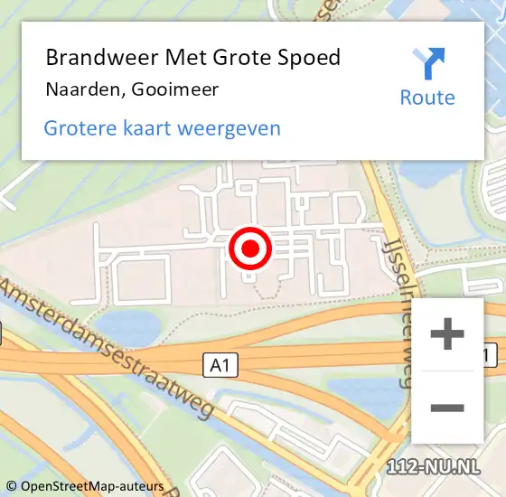 Locatie op kaart van de 112 melding: Brandweer Met Grote Spoed Naar Naarden, Gooimeer op 18 september 2019 19:28