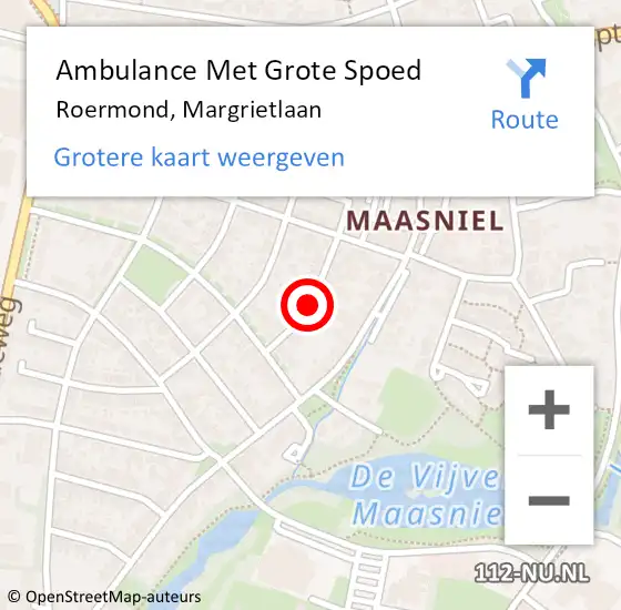 Locatie op kaart van de 112 melding: Ambulance Met Grote Spoed Naar Roermond, Margrietlaan op 18 september 2019 20:23