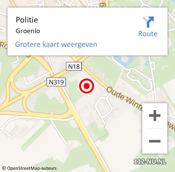 Locatie op kaart van de 112 melding: Politie Groenlo op 18 september 2019 20:34