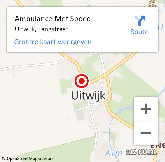 Locatie op kaart van de 112 melding: Ambulance Met Spoed Naar Uitwijk, Langstraat op 18 september 2019 21:14