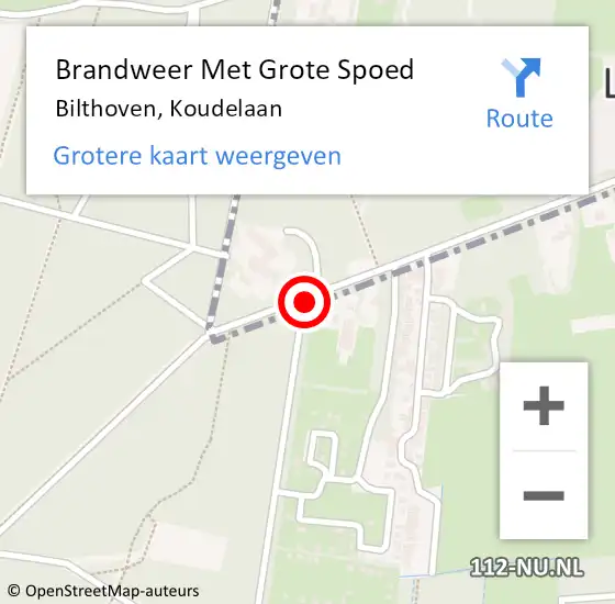 Locatie op kaart van de 112 melding: Brandweer Met Grote Spoed Naar Bilthoven, Koudelaan op 18 september 2019 21:48