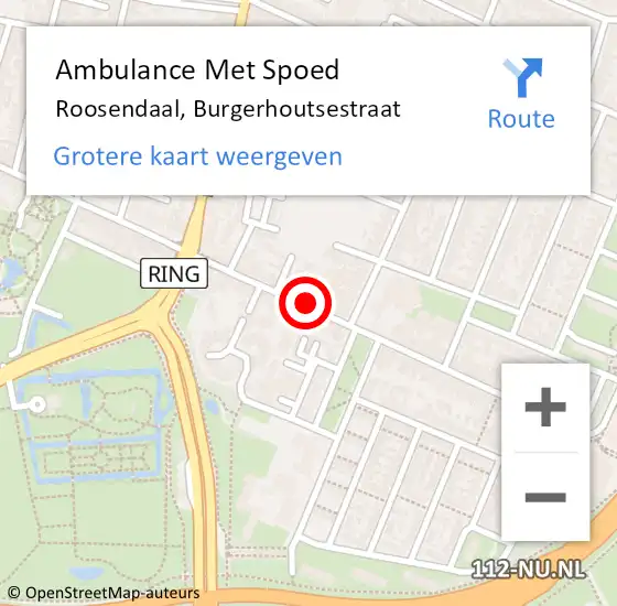 Locatie op kaart van de 112 melding: Ambulance Met Spoed Naar Roosendaal, Burgerhoutsestraat op 18 september 2019 22:18