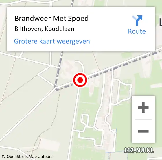 Locatie op kaart van de 112 melding: Brandweer Met Spoed Naar Bilthoven, Koudelaan op 18 september 2019 22:52